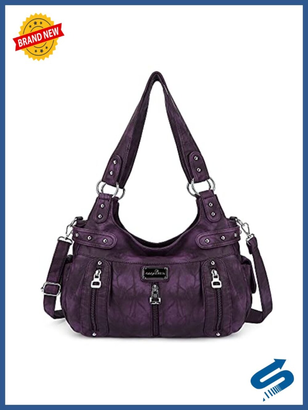 Washed Faux Leather Crossbody Hobo Satchel Shoulder Handbag Tote Purse